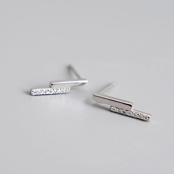 Sterling Silver Simulated Diamond Stud Earrings - Picture 2 of 8